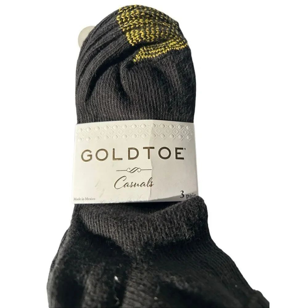 New Women's Gold Toe Bermuda Turn Cuff Black Socks Size 6-9 Style 3524